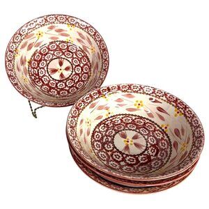 TempTations By Tara Old World Collection Cranberry Cereal Soup Bowl Set Of 4 Red